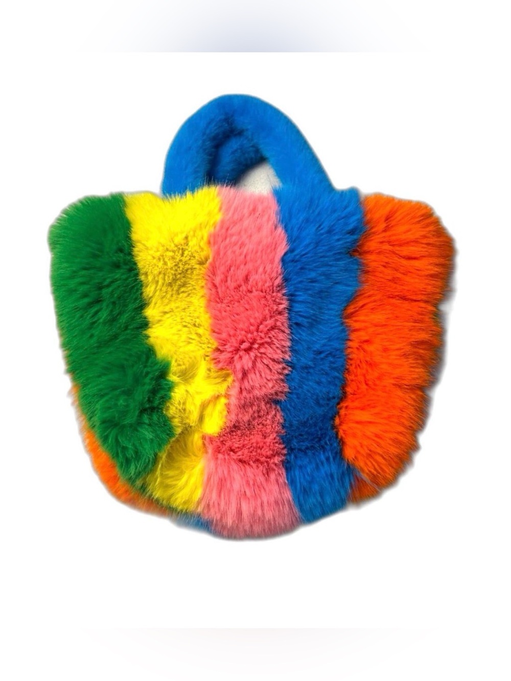 JAYLEY Rainbow Multicolor Eco Bamboo Faux Fur Tote Bag